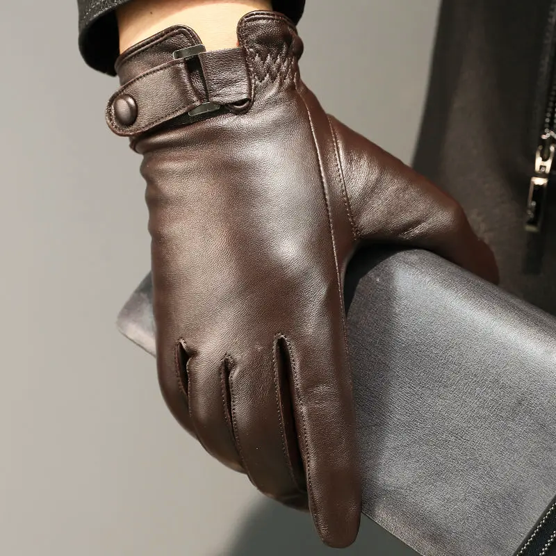 Men’s Genuine Leather Gloves with Fleece Interior Cole Hampton