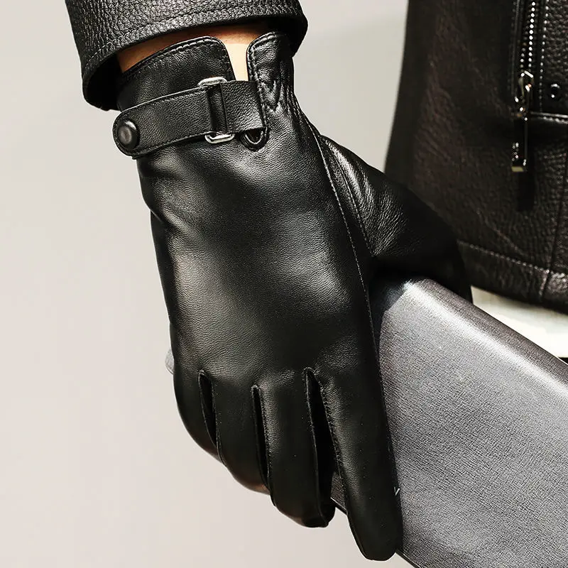 Men’s Genuine Leather Gloves with Fleece Interior Cole Hampton