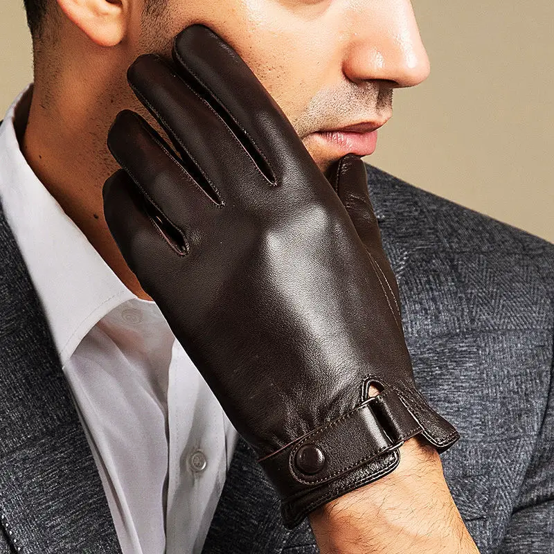 Men’s Genuine Leather Gloves with Fleece Interior Cole Hampton