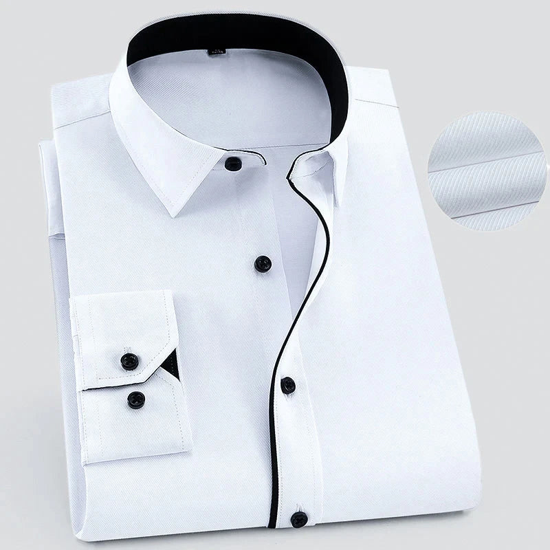 Men’s Long-Sleeve Button-Up Shirt with Textured Weave Ash & Harbor