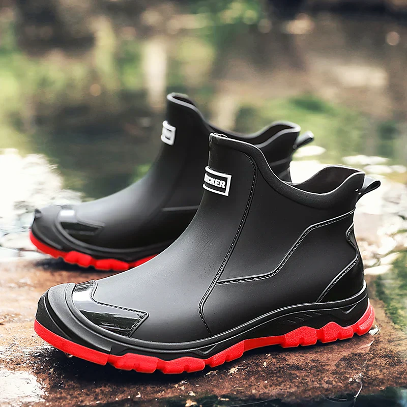 Men’s Waterproof Rain Boots with Grip Sole Ash & Harbor