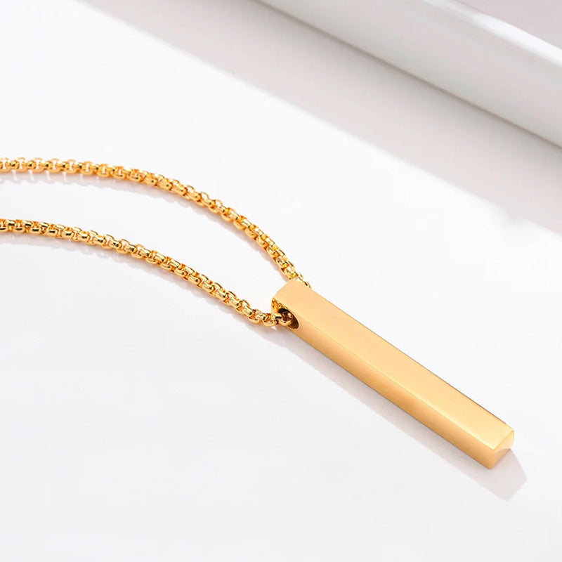 Minimalist Double Chain Necklace with Bar Pendant Cole Hampton