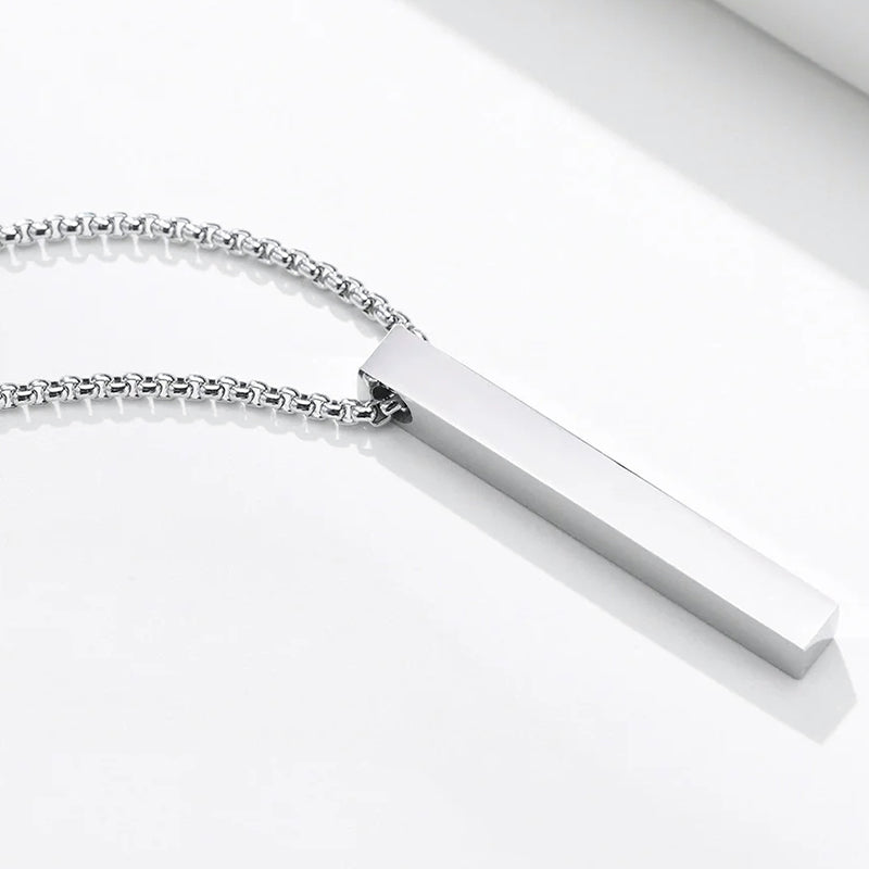 Minimalist Double Chain Necklace with Bar Pendant Cole Hampton
