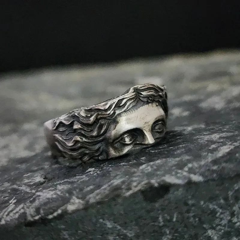 Mythology Inspired Half Face Adjustable Ring Cole Hampton