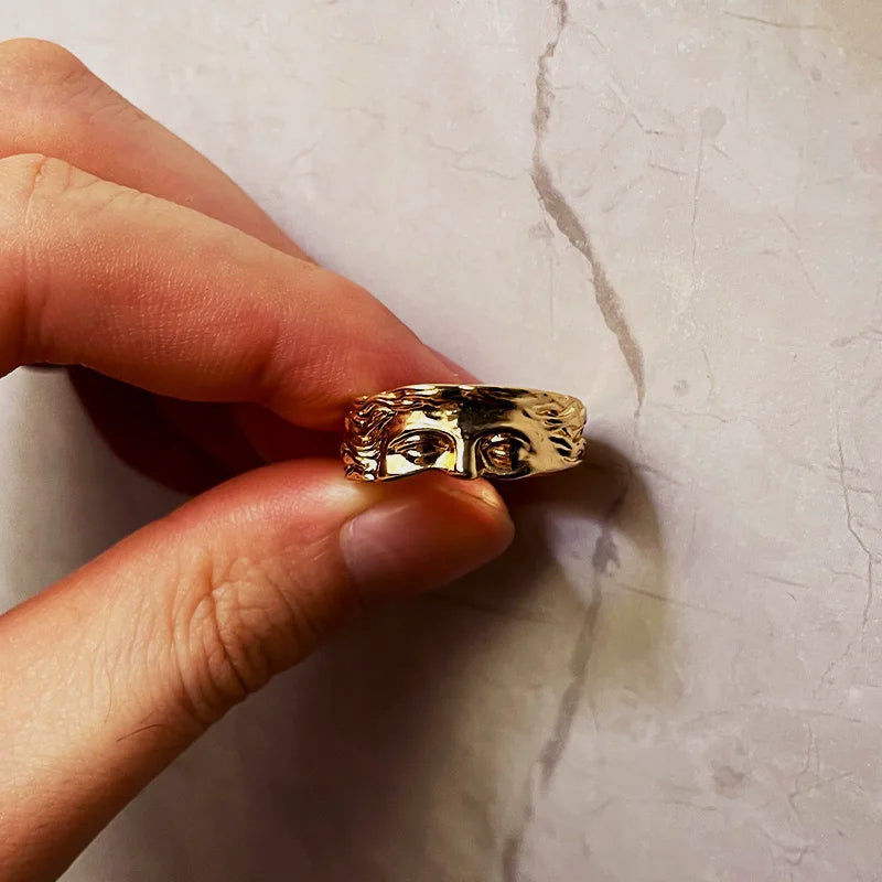 Mythology Inspired Half Face Adjustable Ring Cole Hampton
