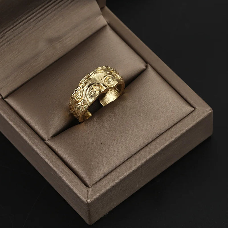 Mythology Inspired Half Face Adjustable Ring Cole Hampton
