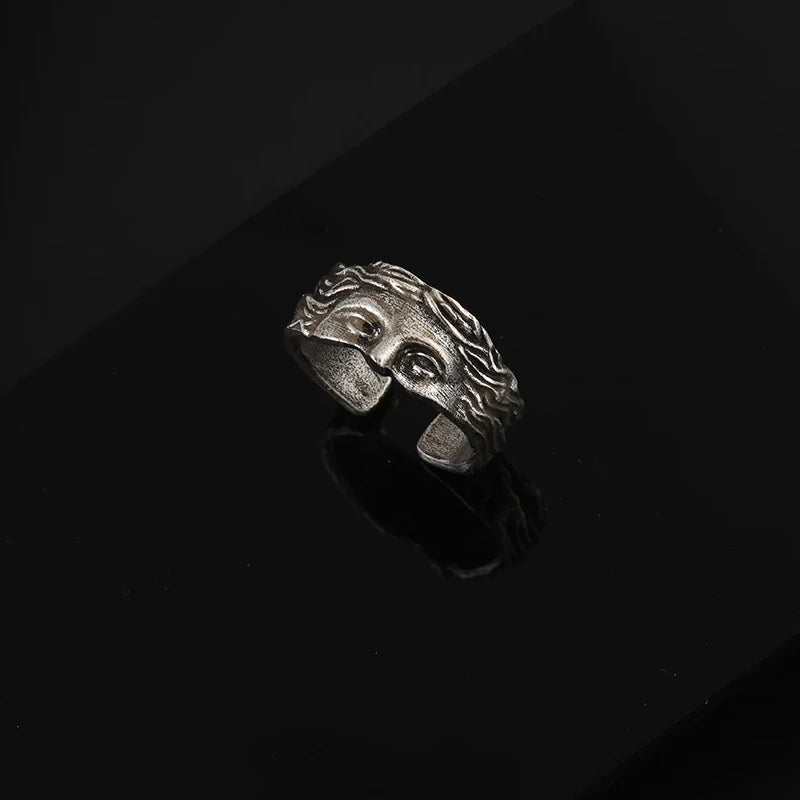 Mythology Inspired Half Face Adjustable Ring Cole Hampton