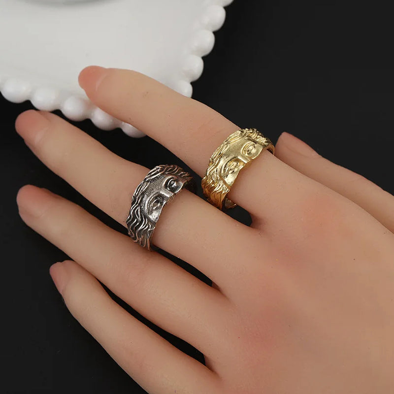 Mythology Inspired Half Face Adjustable Ring Cole Hampton