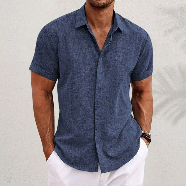 Bowen |  Men's Short Sleeve Linen Blend Casual Shirt Cole Hampton
