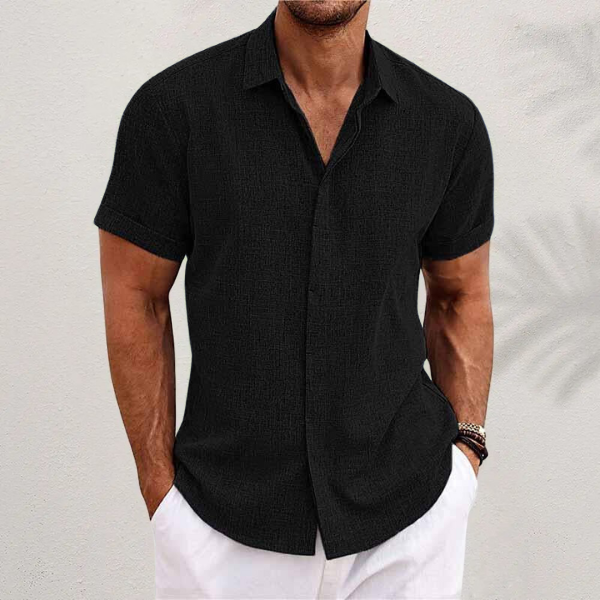 Bowen |  Men's Short Sleeve Linen Blend Casual Shirt Cole Hampton