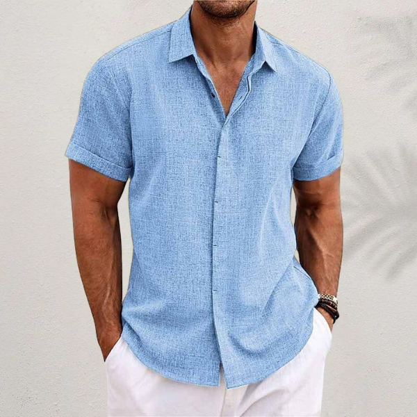 Bowen |  Men's Short Sleeve Linen Blend Casual Shirt Cole Hampton
