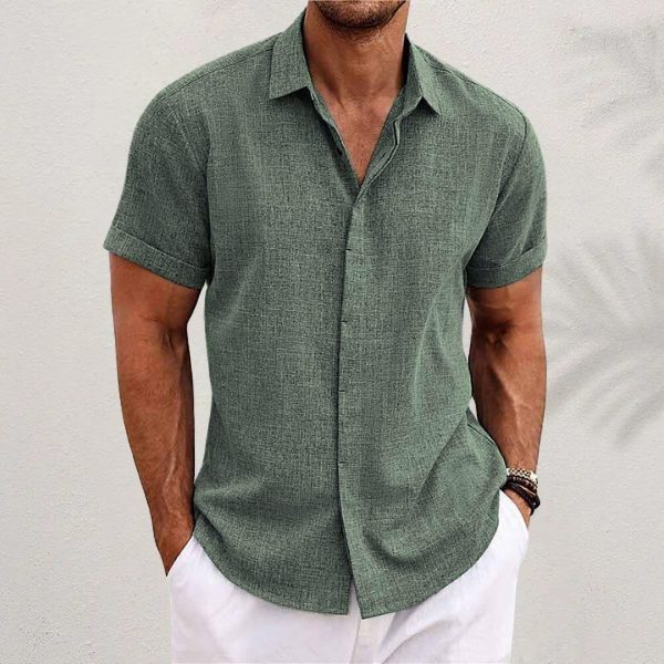 Bowen |  Men's Short Sleeve Linen Blend Casual Shirt Cole Hampton