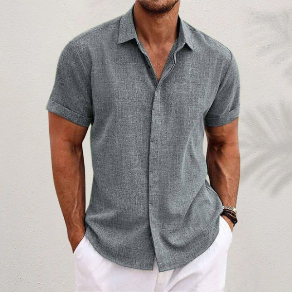 Bowen |  Men's Short Sleeve Linen Blend Casual Shirt Cole Hampton