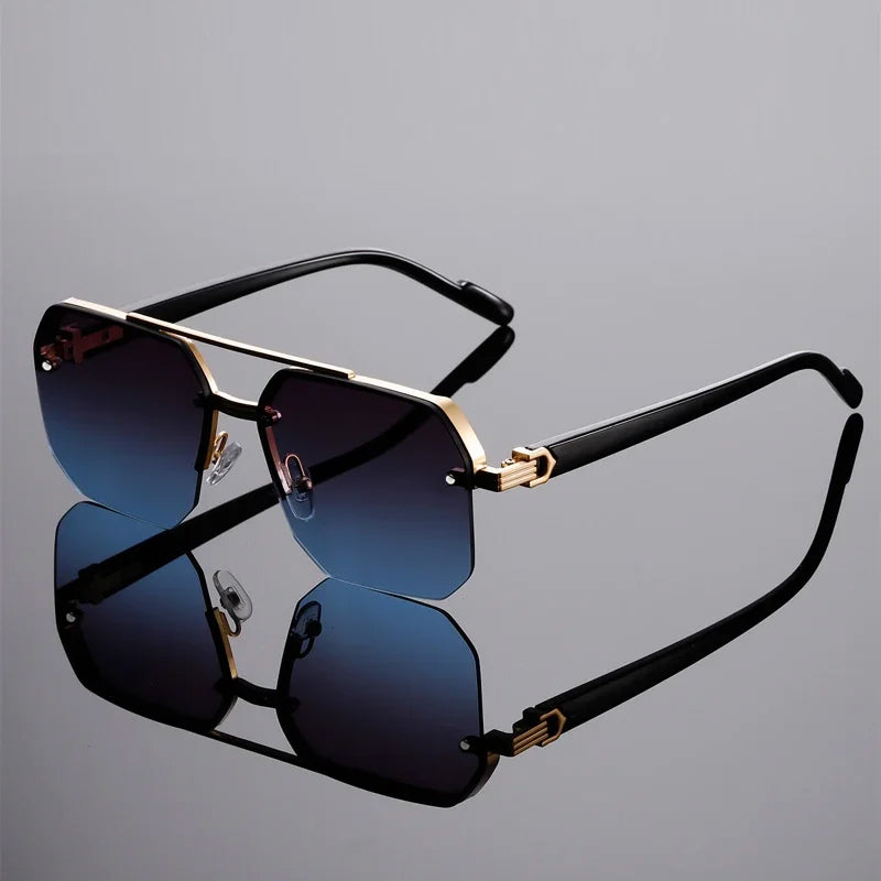 Oversized Rimless Sunglasses with Gradient Lenses Cole Hampton
