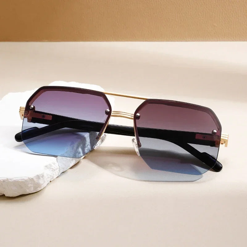 Oversized Rimless Sunglasses with Gradient Lenses Cole Hampton
