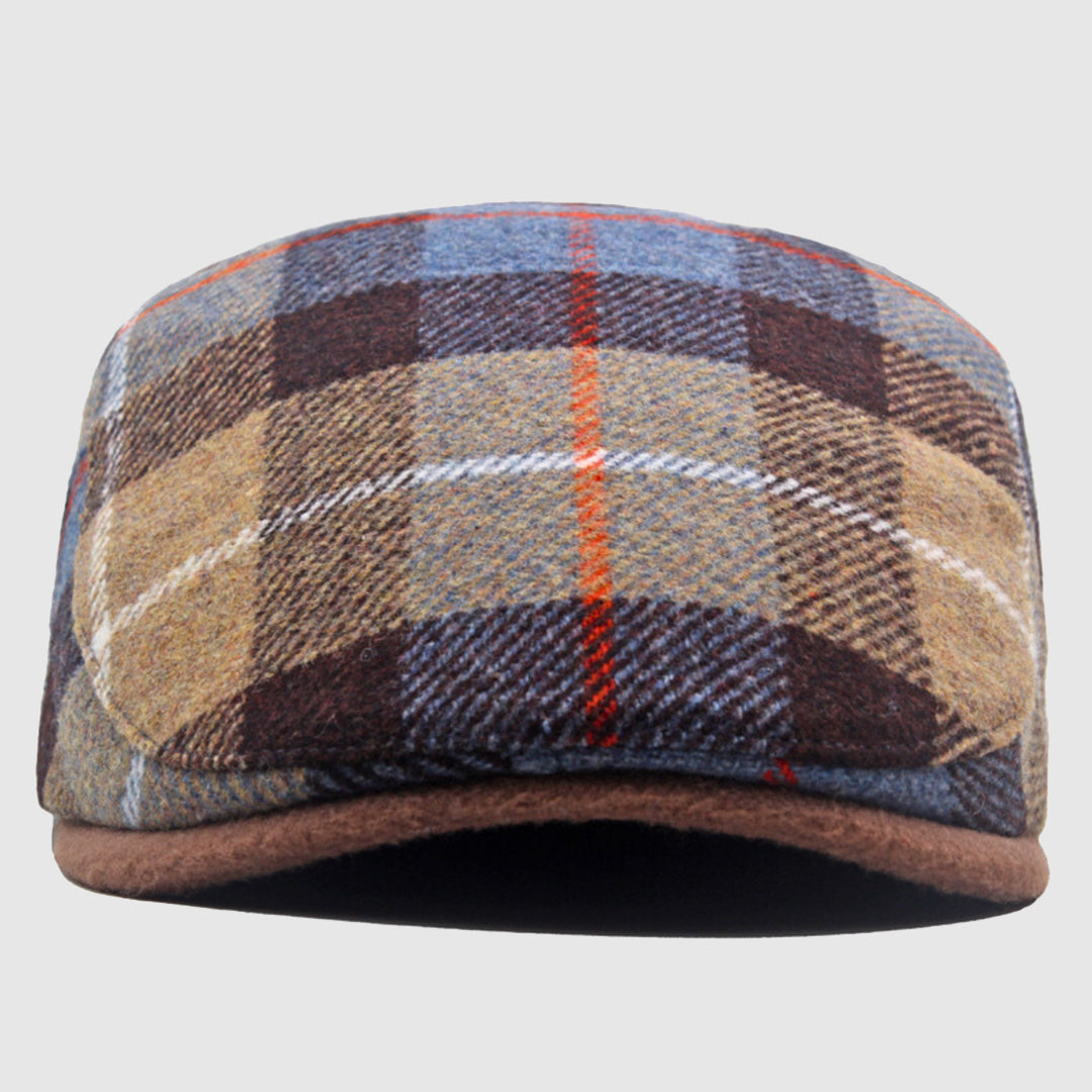 Plaid Flat Cap with Short Brim Cole Hampton