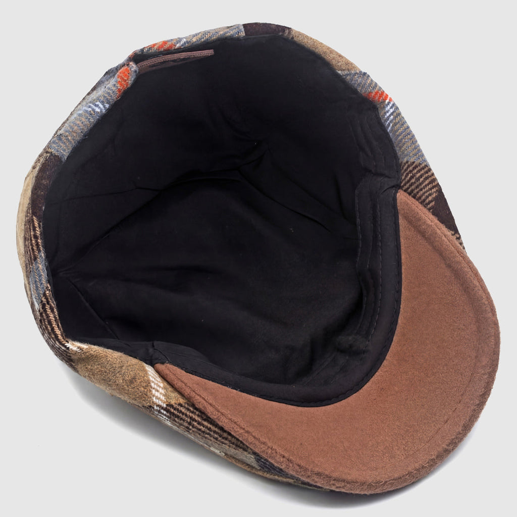 Plaid Flat Cap with Short Brim Cole Hampton