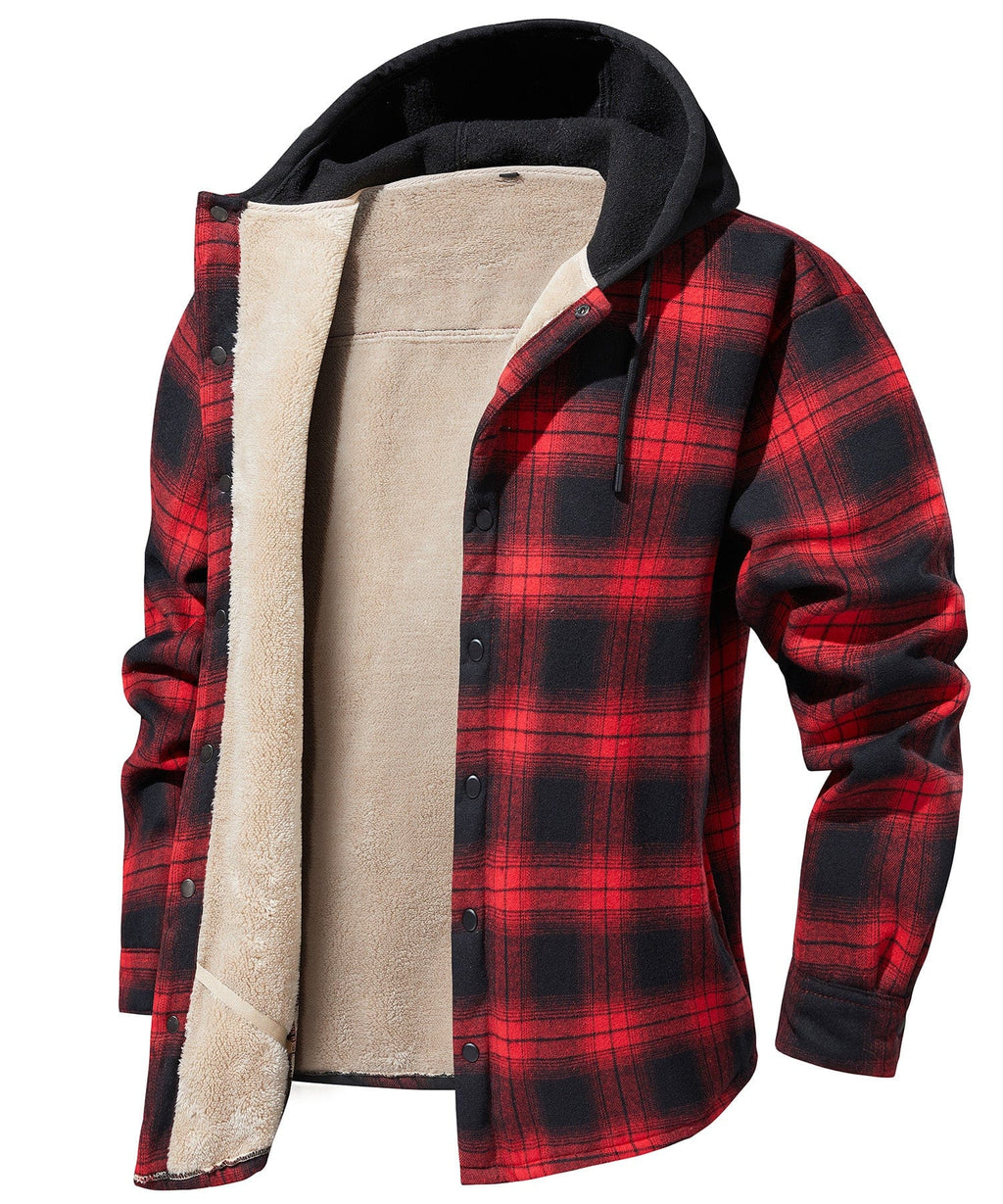 Summit Ridge Flannel Jacket – Men's Sherpa-Lined Flannel Jacket – Hooded Plaid Cole Hampton