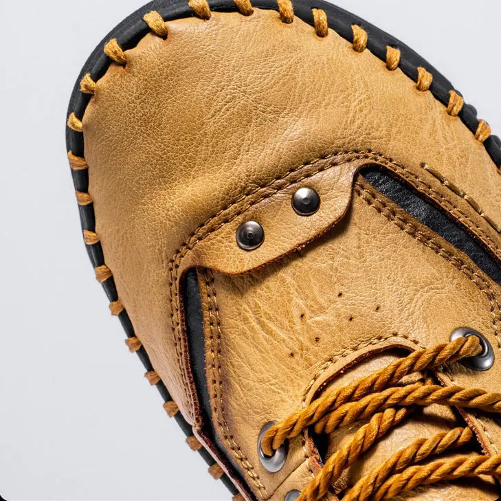 Retro Leather Mid-Top Boots for Men – Stylish & Durable Design