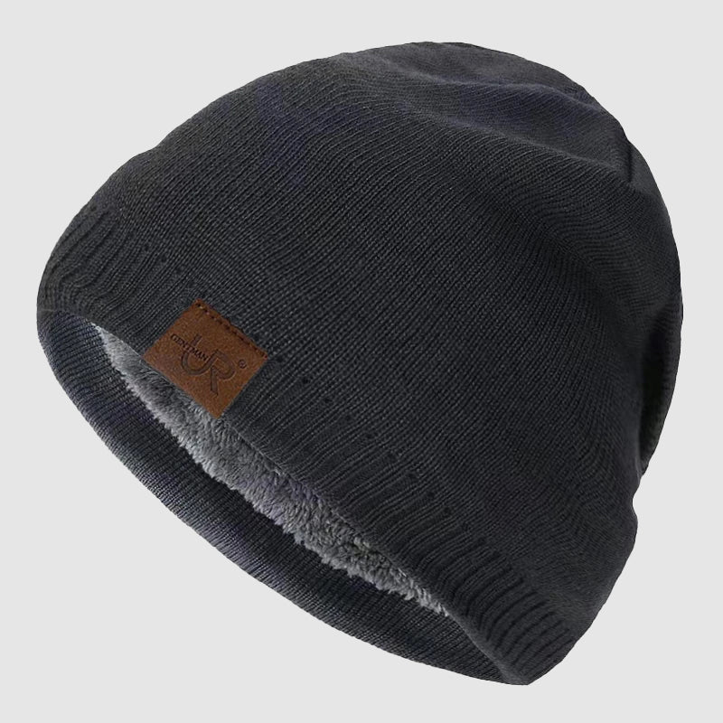 Ribbed Knit Beanie with Fleece Interior Cole Hampton