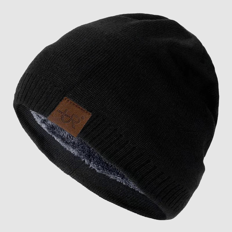 Ribbed Knit Beanie with Fleece Interior Cole Hampton