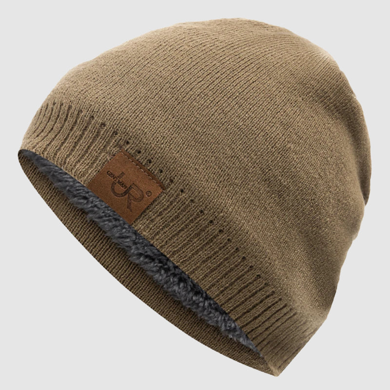 Ribbed Knit Beanie with Fleece Interior Cole Hampton