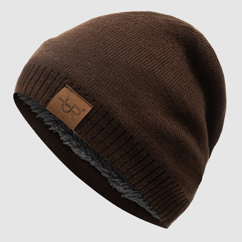Ribbed Knit Beanie with Fleece Interior Cole Hampton