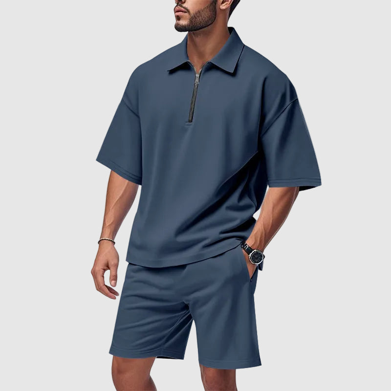 Robert - Men's Relaxed Zip-Collar Two-Piece Lounge Set Cole Hampton