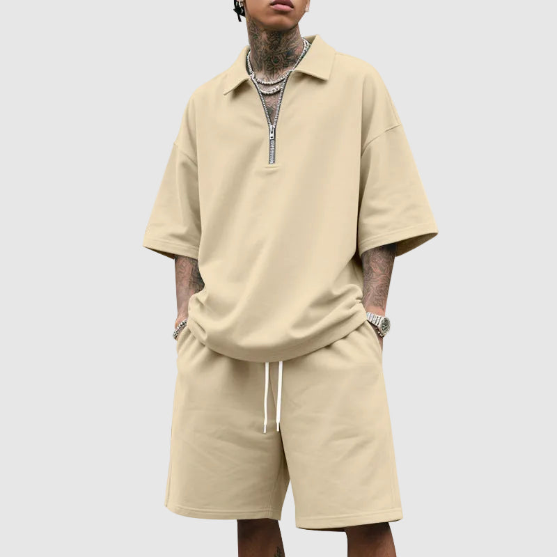 Robert - Men's Relaxed Zip-Collar Two-Piece Lounge Set Cole Hampton