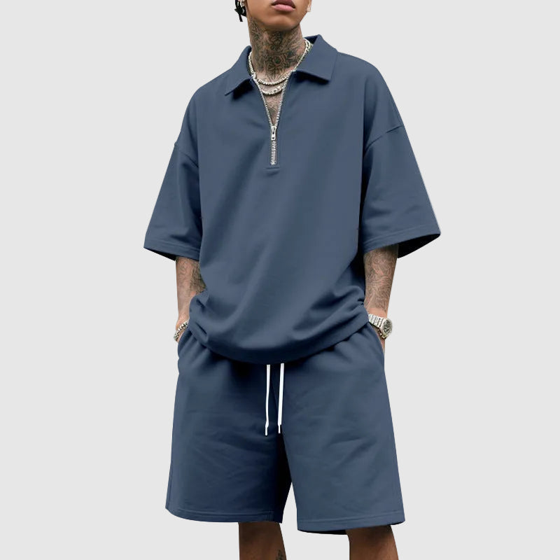 Robert - Men's Relaxed Zip-Collar Two-Piece Lounge Set Cole Hampton