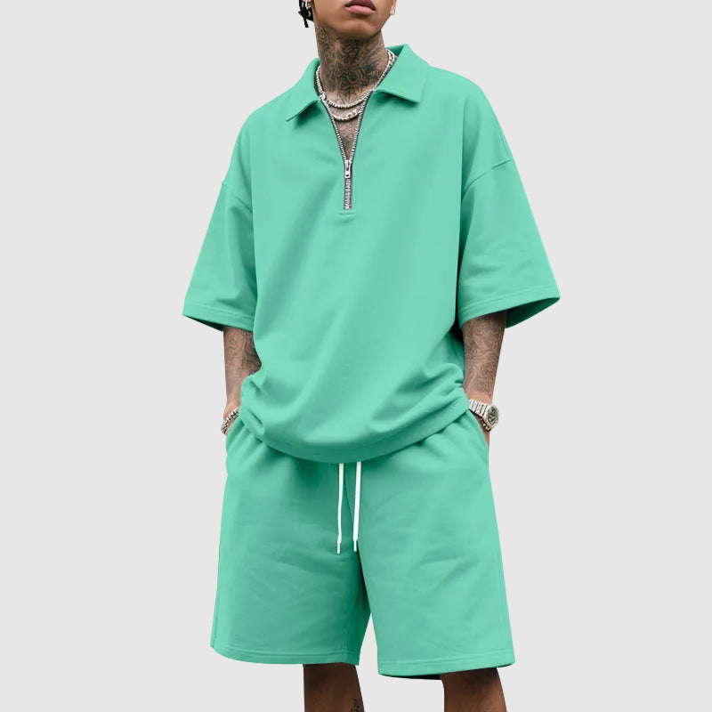 Robert - Men's Relaxed Zip-Collar Two-Piece Lounge Set Cole Hampton