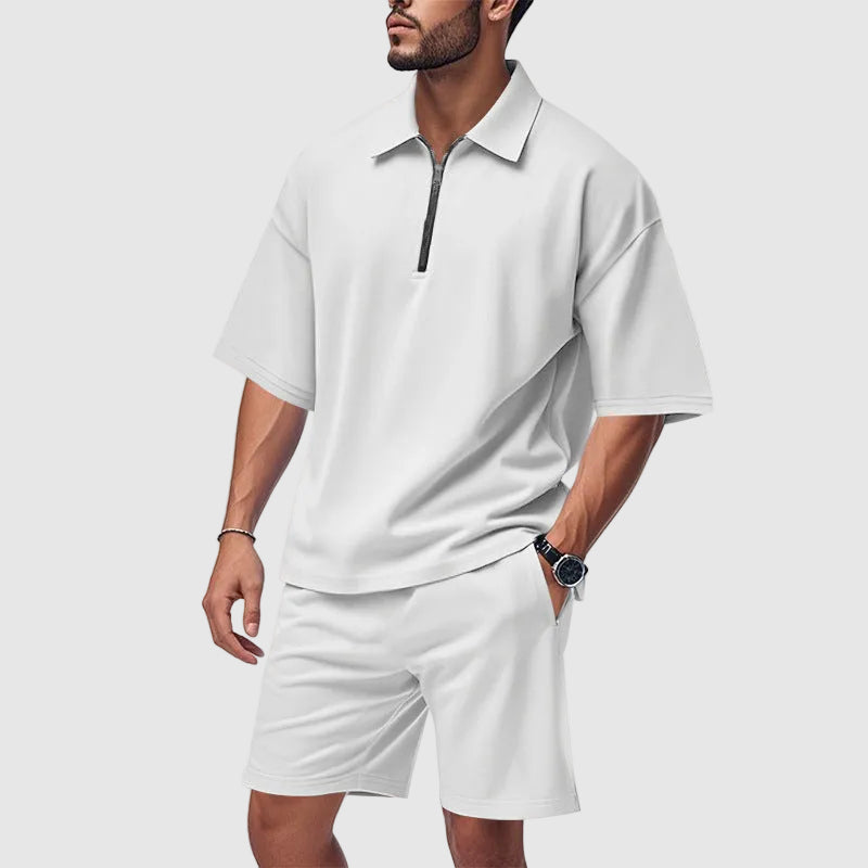 Robert - Men's Relaxed Zip-Collar Two-Piece Lounge Set Cole Hampton