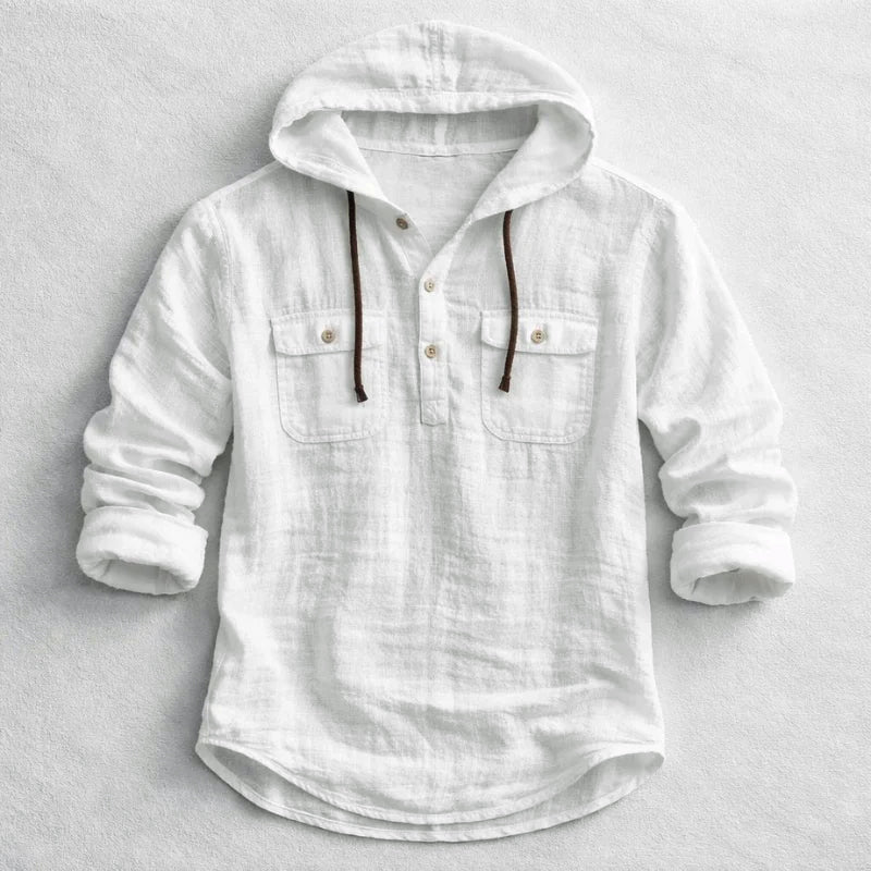 Roberto Russo Cotton Linen Hoodie Shirt Ash & Harbor