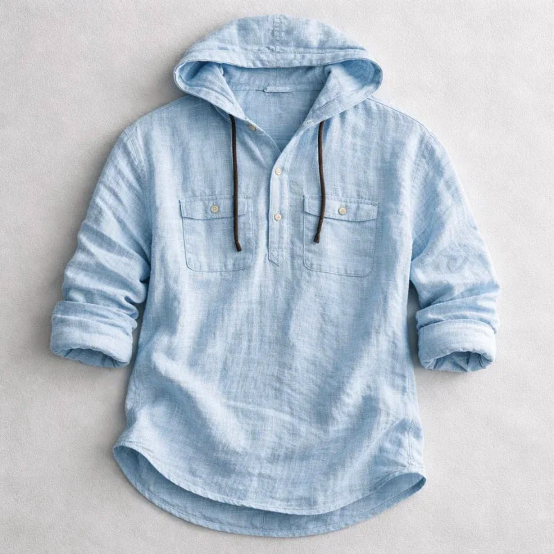 Roberto Russo Cotton Linen Hoodie Shirt Ash & Harbor