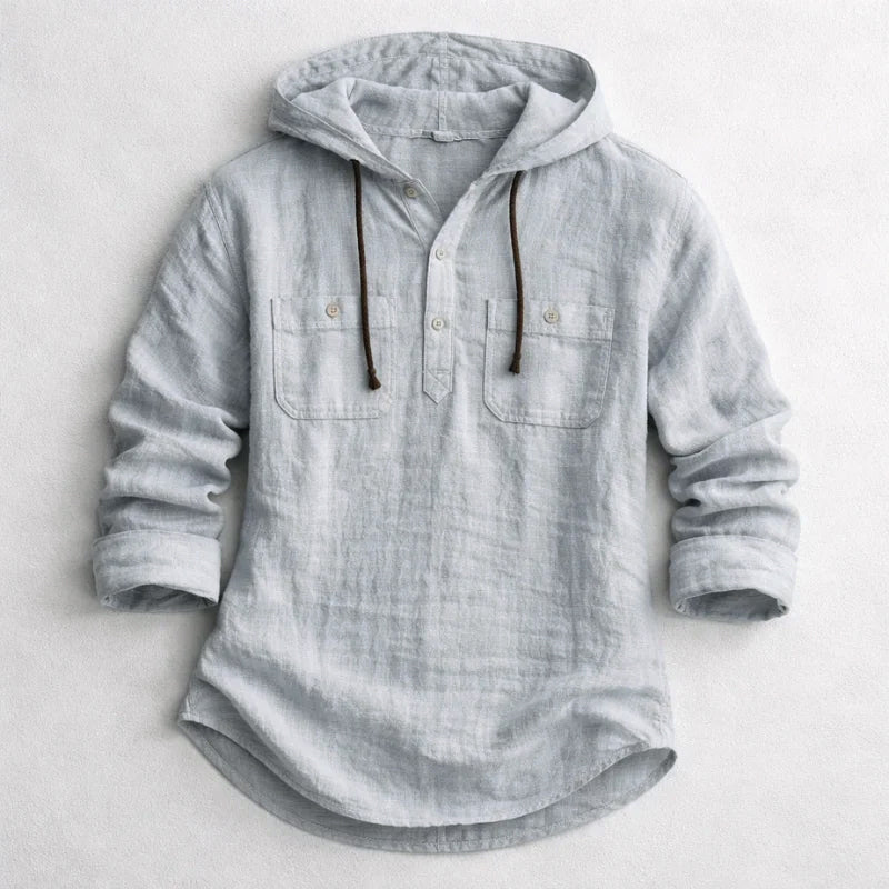 Roberto Russo Cotton Linen Hoodie Shirt Ash & Harbor