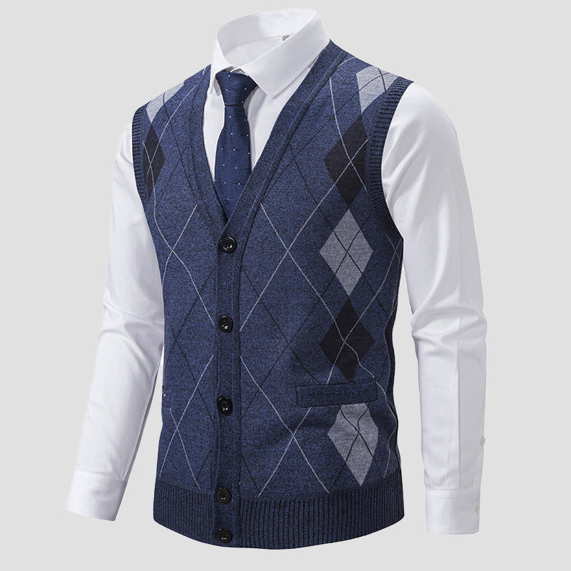 Roberto Russo Diamond Knitted Vest Ash & Harbor