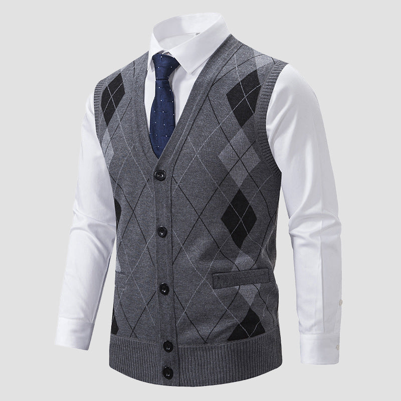 Roberto Russo Diamond Knitted Vest Ash & Harbor