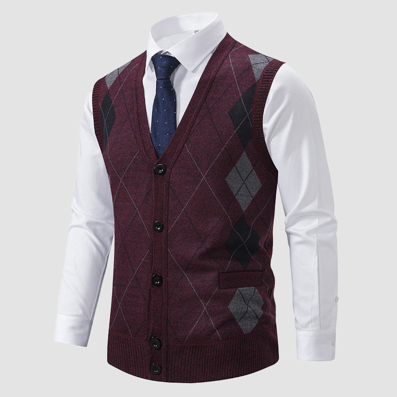 Roberto Russo Diamond Knitted Vest Ash & Harbor