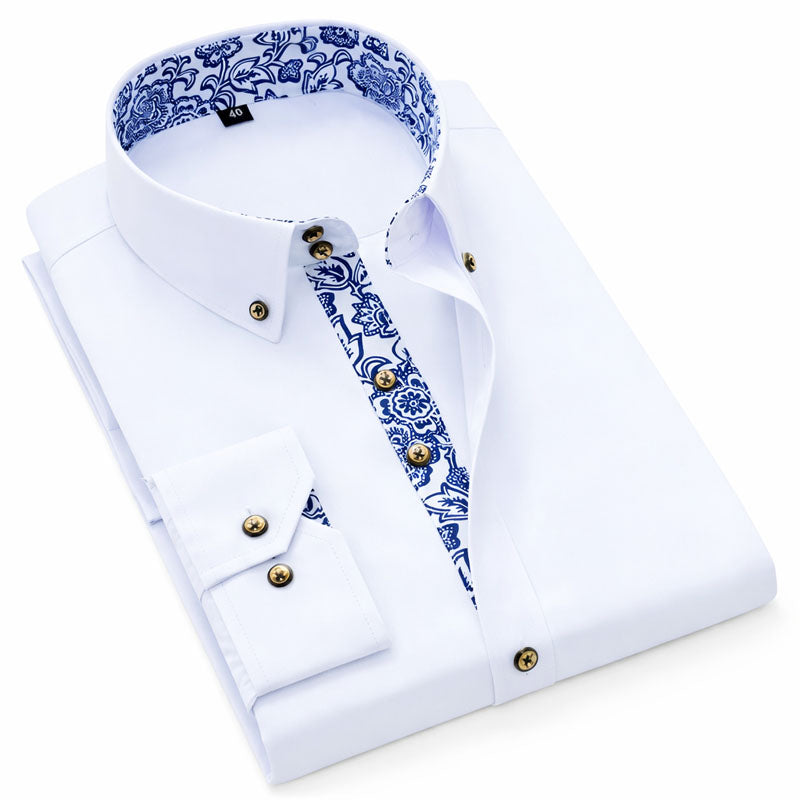 Roberto Russo Dress Shirt with Patterned Inner Detail Ash & Harbor