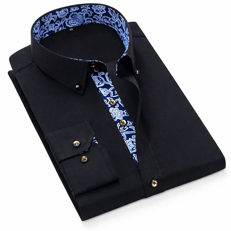 Roberto Russo Dress Shirt with Patterned Inner Detail Ash & Harbor