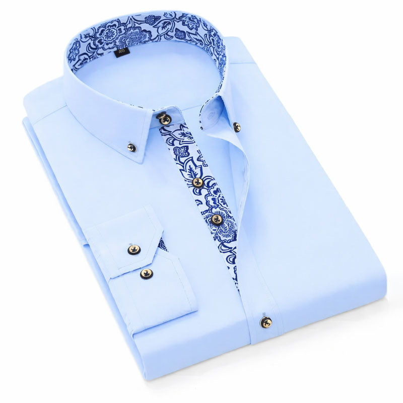 Roberto Russo Dress Shirt with Patterned Inner Detail Ash & Harbor