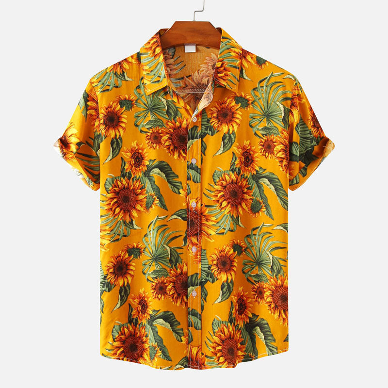 Roberto Russo Floral Pattern Shirt with Short Sleeves Ash & Harbor