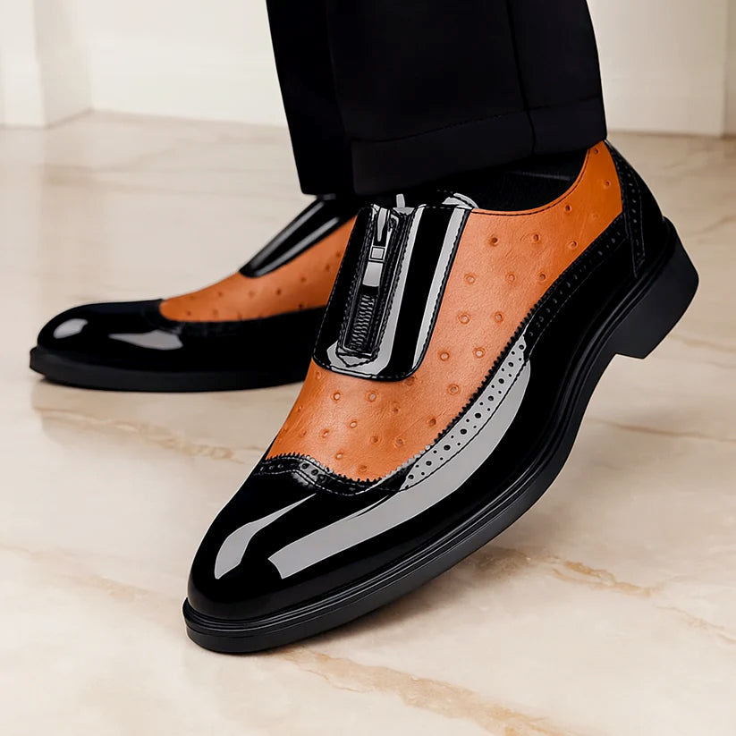 Roberto Russo Ostrich Dress Shoes with Gloss Finish Ash & Harbor
