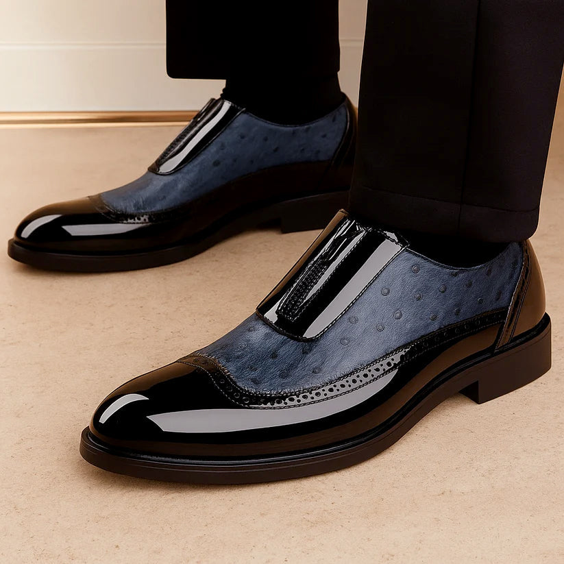 Roberto Russo Ostrich Dress Shoes with Gloss Finish Ash & Harbor
