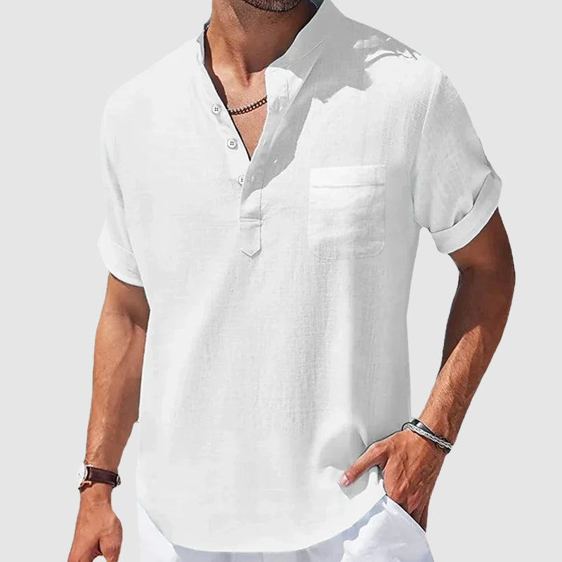 Roberto Russo Sunwalk Henley Shirt Ash & Harbor