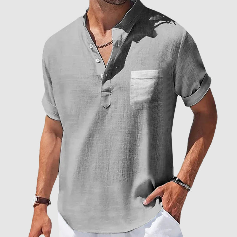 Roberto Russo Sunwalk Henley Shirt Ash & Harbor