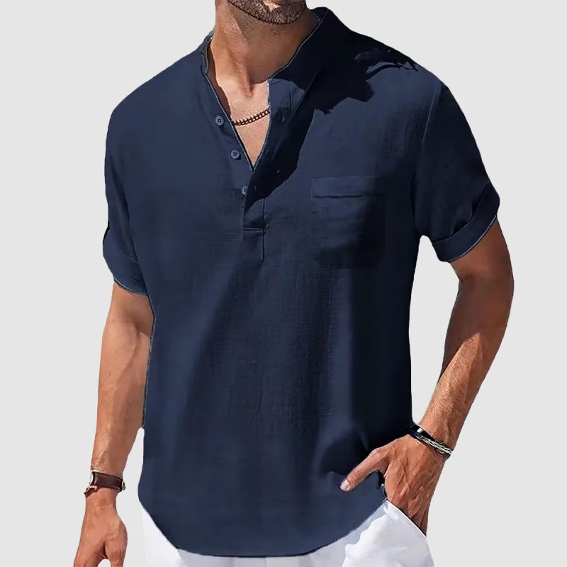 Roberto Russo Sunwalk Henley Shirt Ash & Harbor