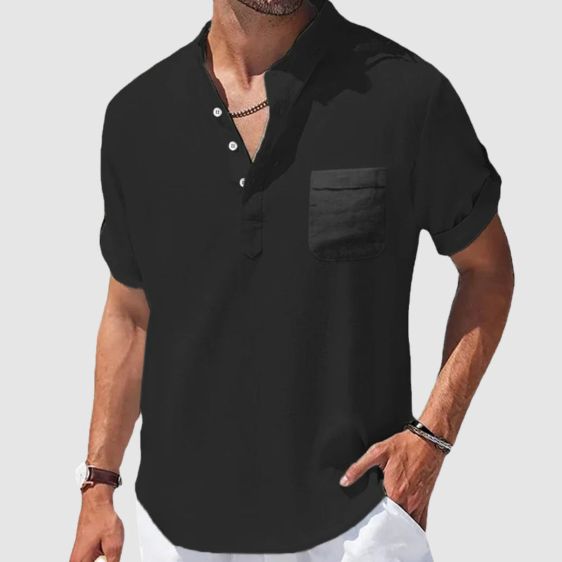 Roberto Russo Sunwalk Henley Shirt Ash & Harbor