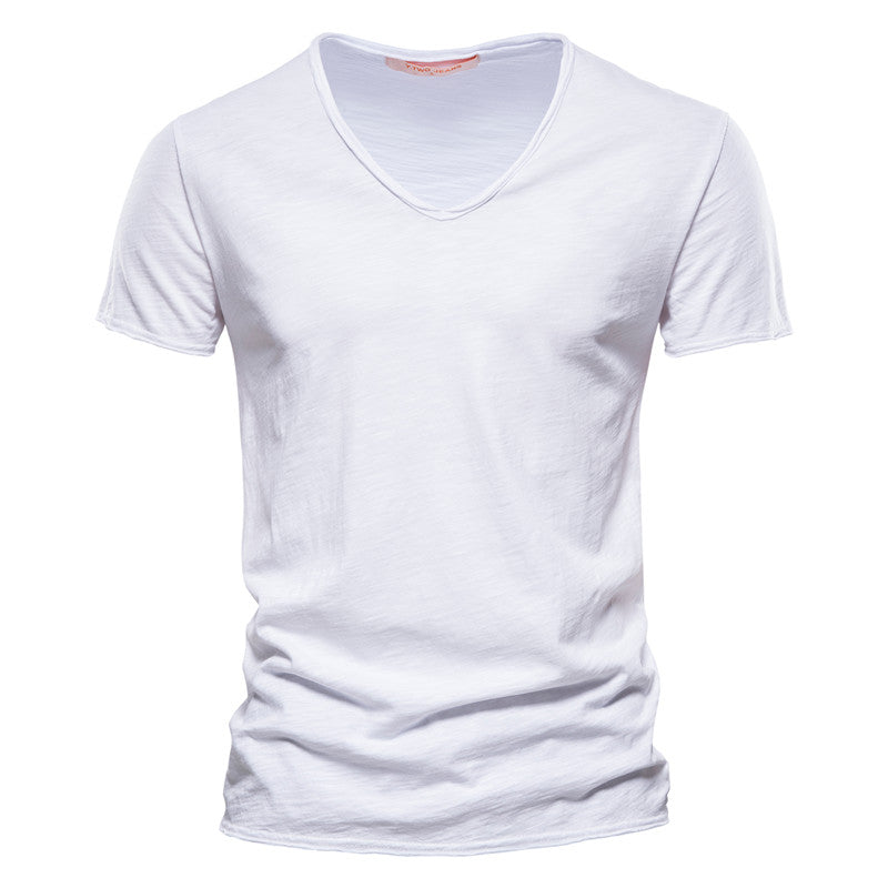 Roberto Russo V-Neck Cotton T-Shirt Ash & Harbor