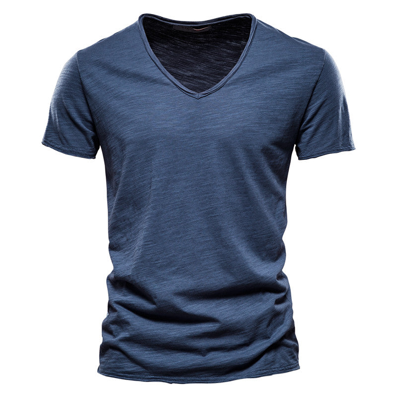 Roberto Russo V-Neck Cotton T-Shirt Ash & Harbor